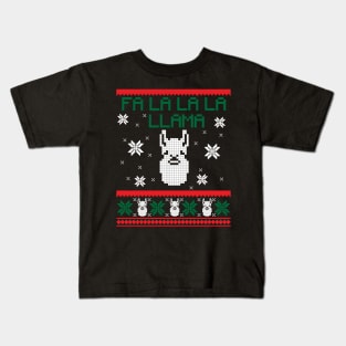 Ugly Christmas Top Fa La La La La Llama Funny Holidays Kids T-Shirt